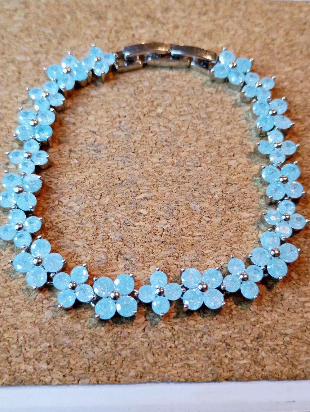 New WGP  Blue Flower CZ Stones Bracelet